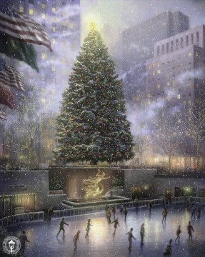 350 人の有名アーティストによるアート作品 Painting - ニューヨークのクリスマス トーマス・キンケード